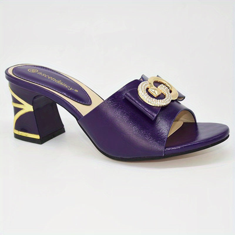 Italian Metal Slingbacks Block Heel Slides
