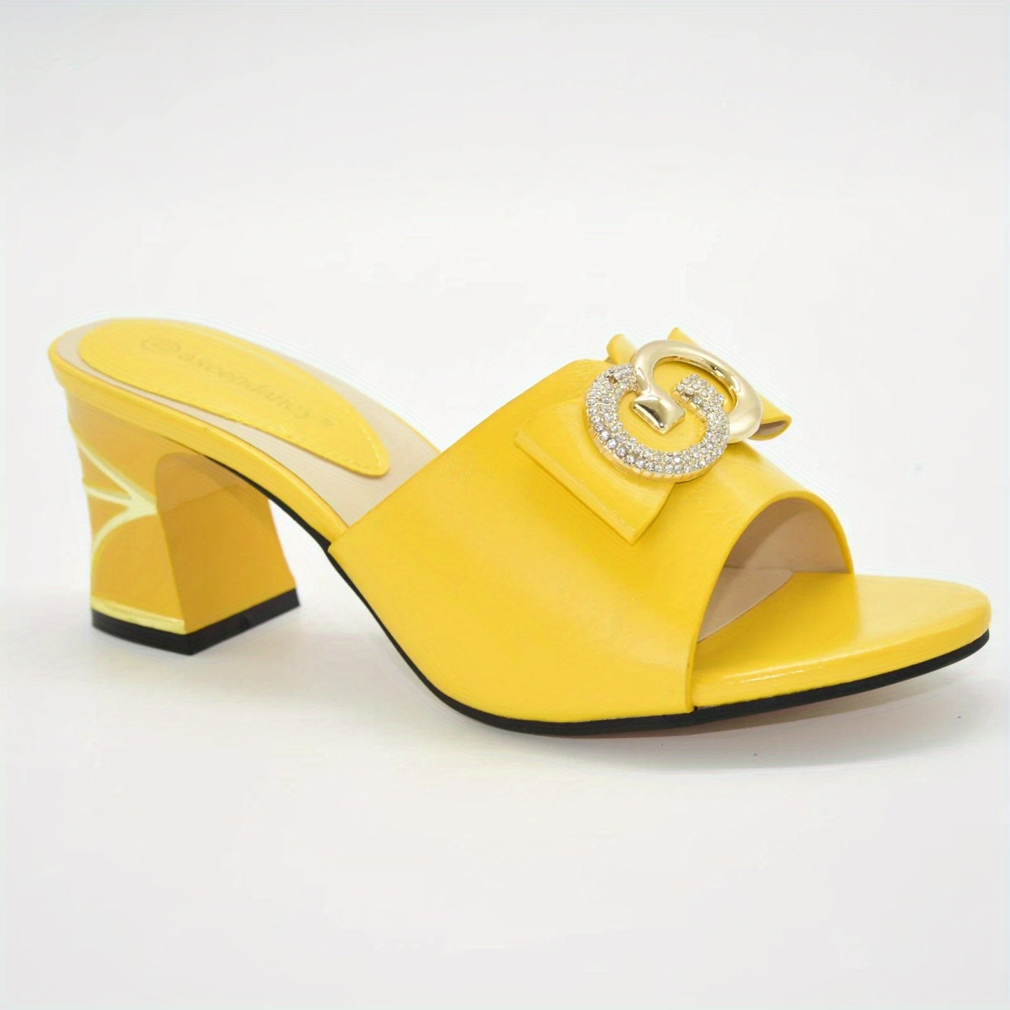 Italian Metal Slingbacks Block Heel Slides