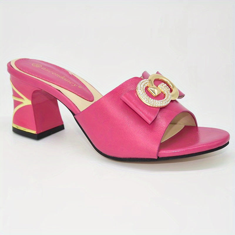 Italian Metal Slingbacks Block Heel Slides