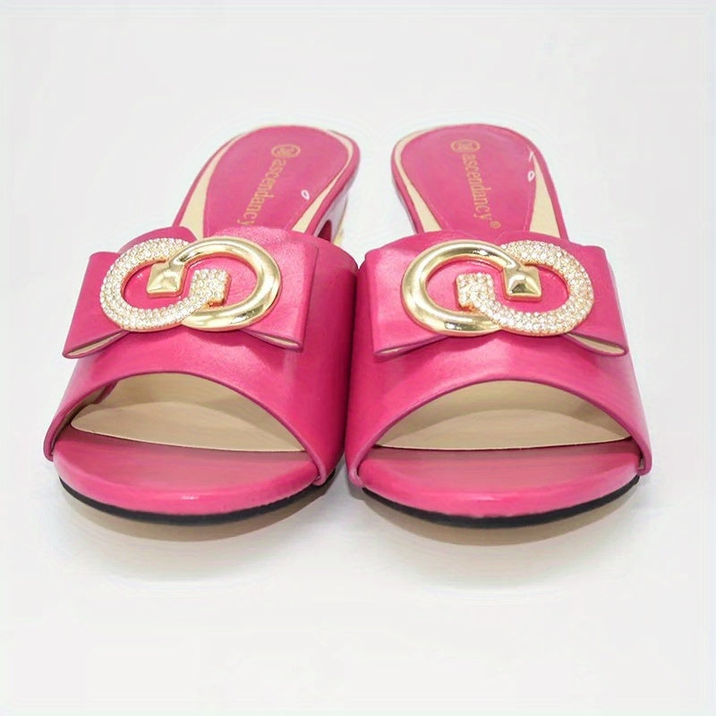 Italian Metal Slingbacks Block Heel Slides