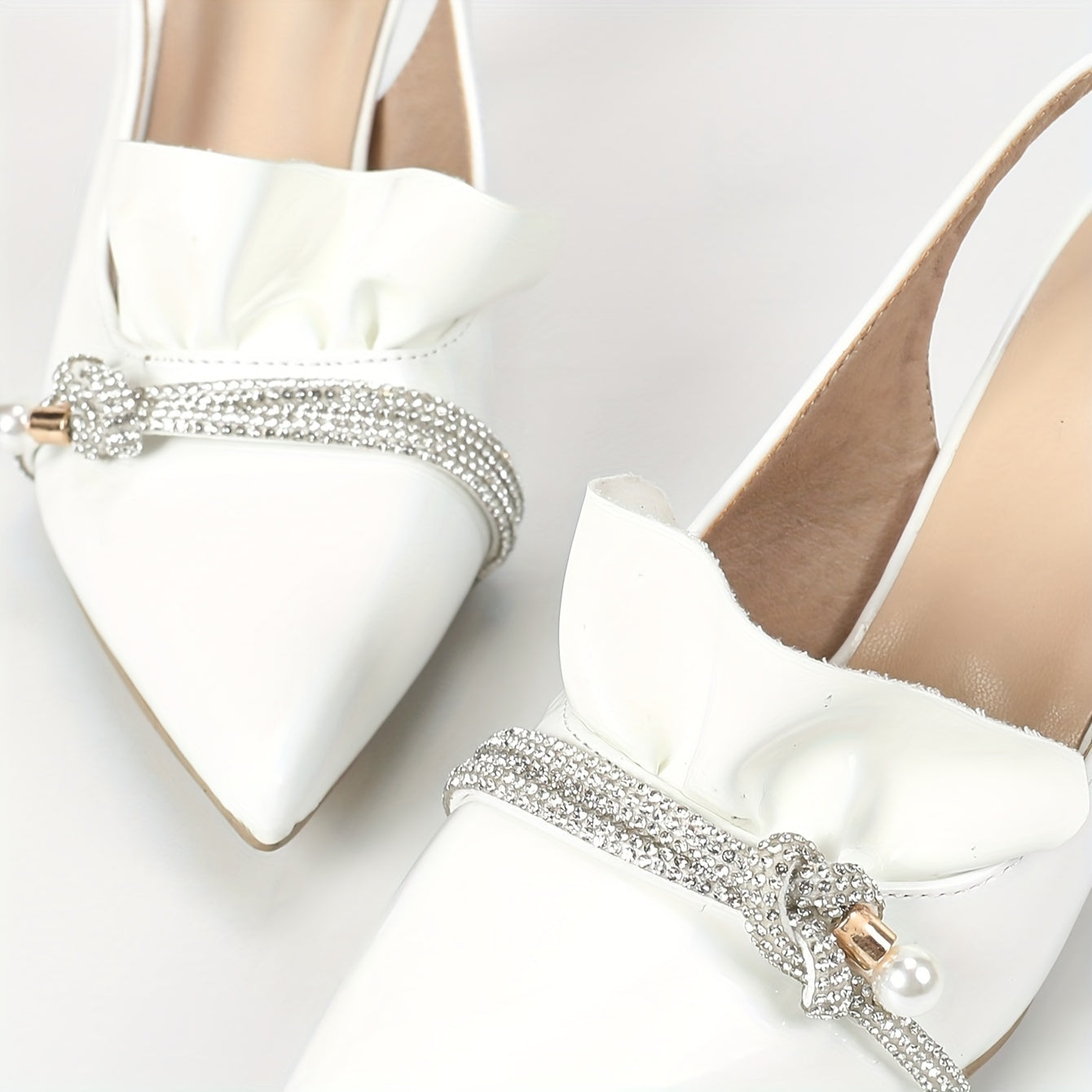 Slim Pointed Toe, Ankle Strap, Rhinestone Accent Stiletto High Heel