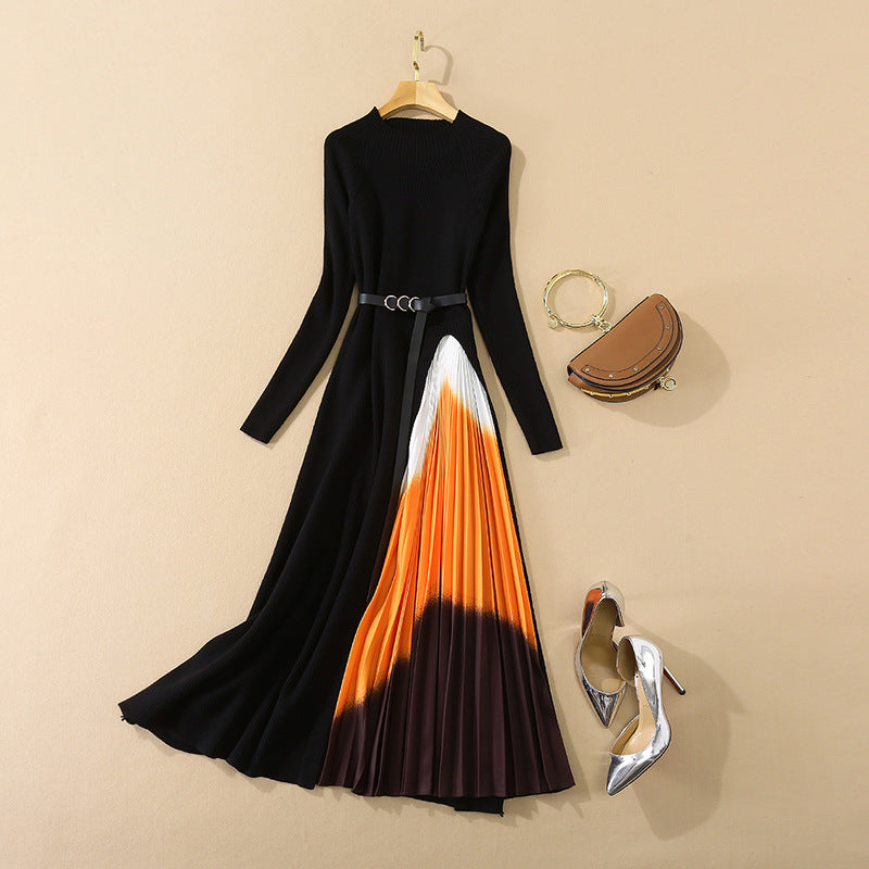 Knitted Pleated Midi Dress