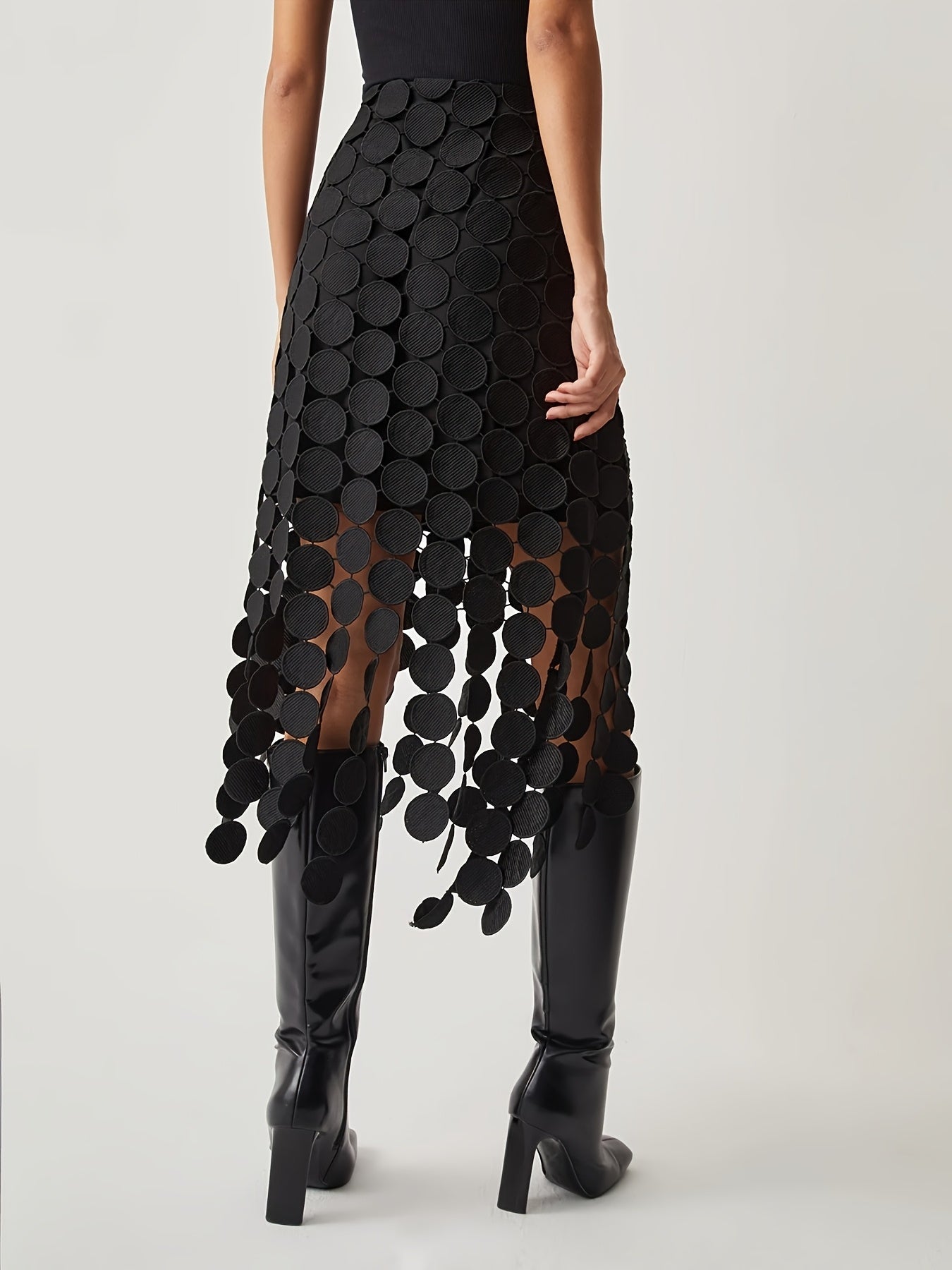 Black Semi-Sheer Cut-Out Skirt
