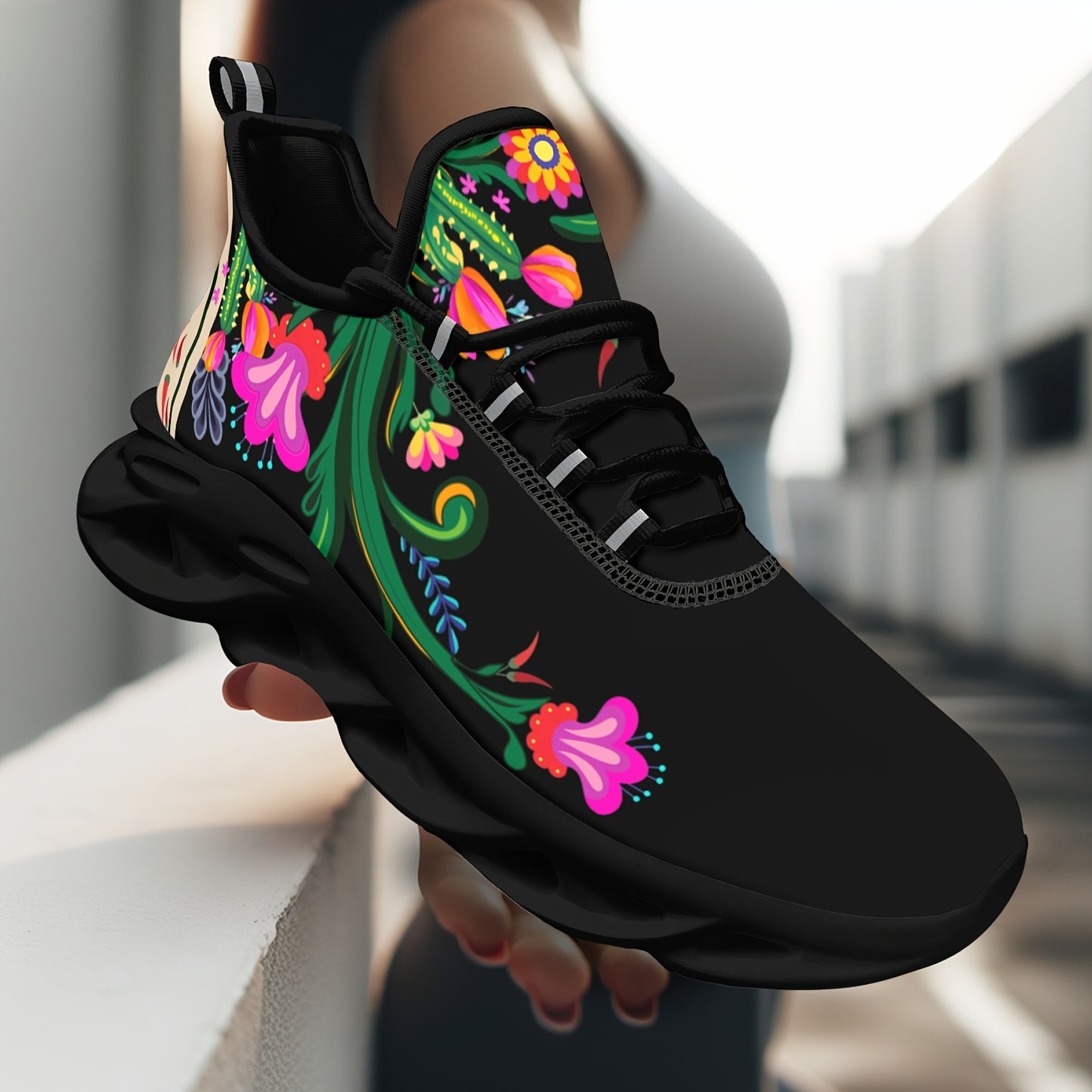 Floral, Soft Thick Shock Absorbing Sole, Lightweight, Non Slip Sneakers