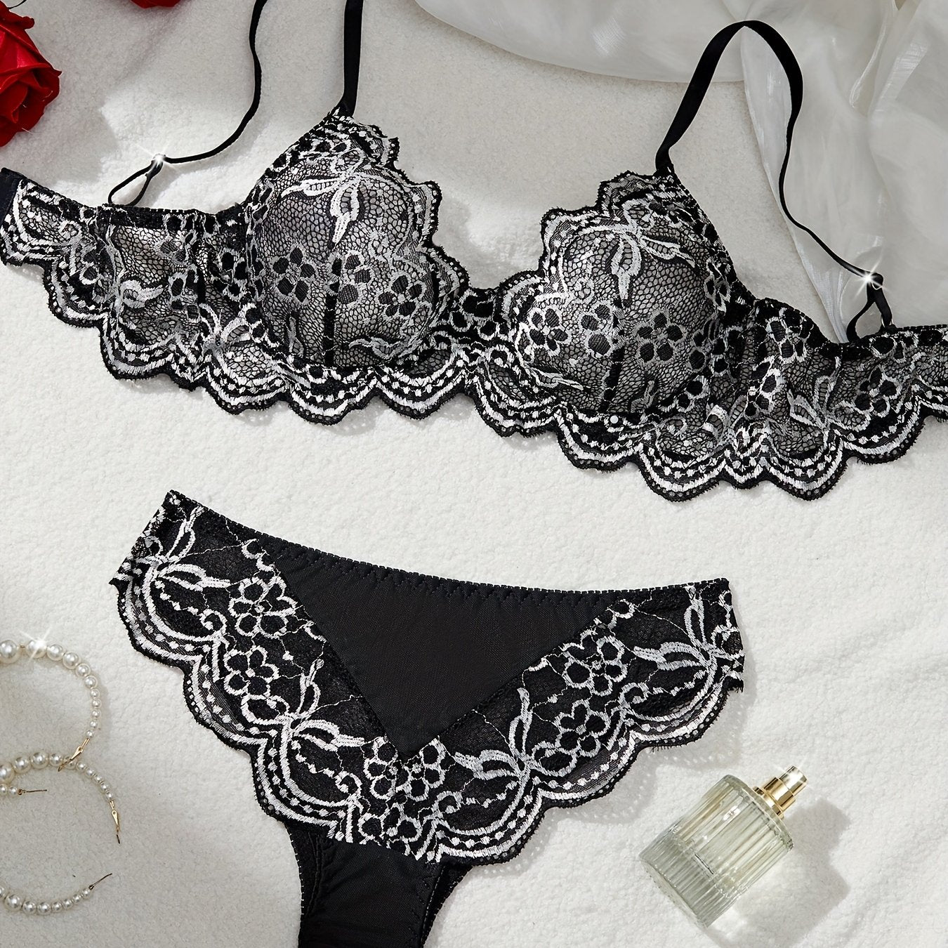 Bra and panties lace lingerie set