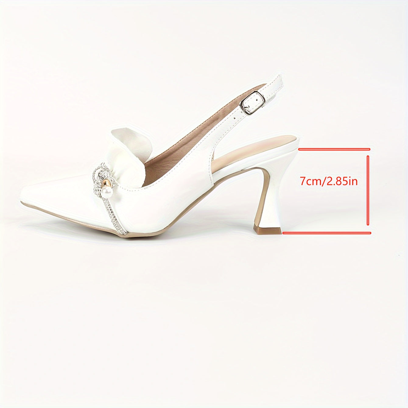 Slim Pointed Toe, Ankle Strap, Rhinestone Accent Stiletto High Heel