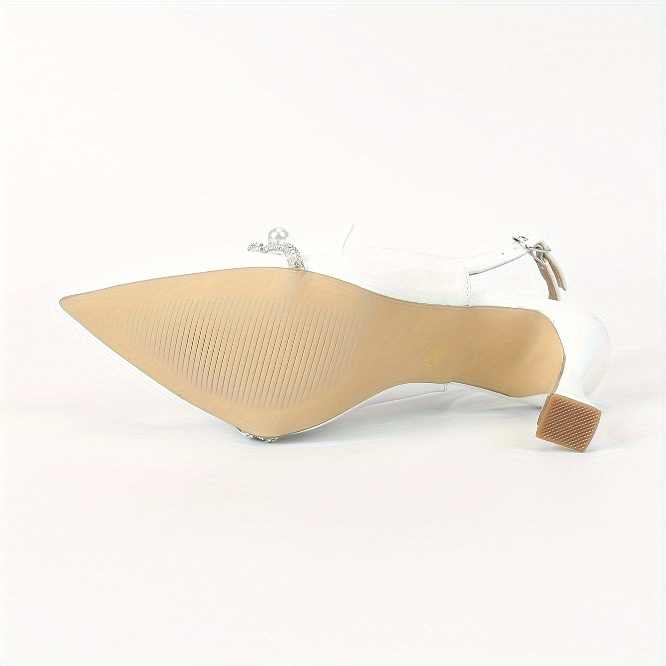 Slim Pointed Toe, Ankle Strap, Rhinestone Accent Stiletto High Heel