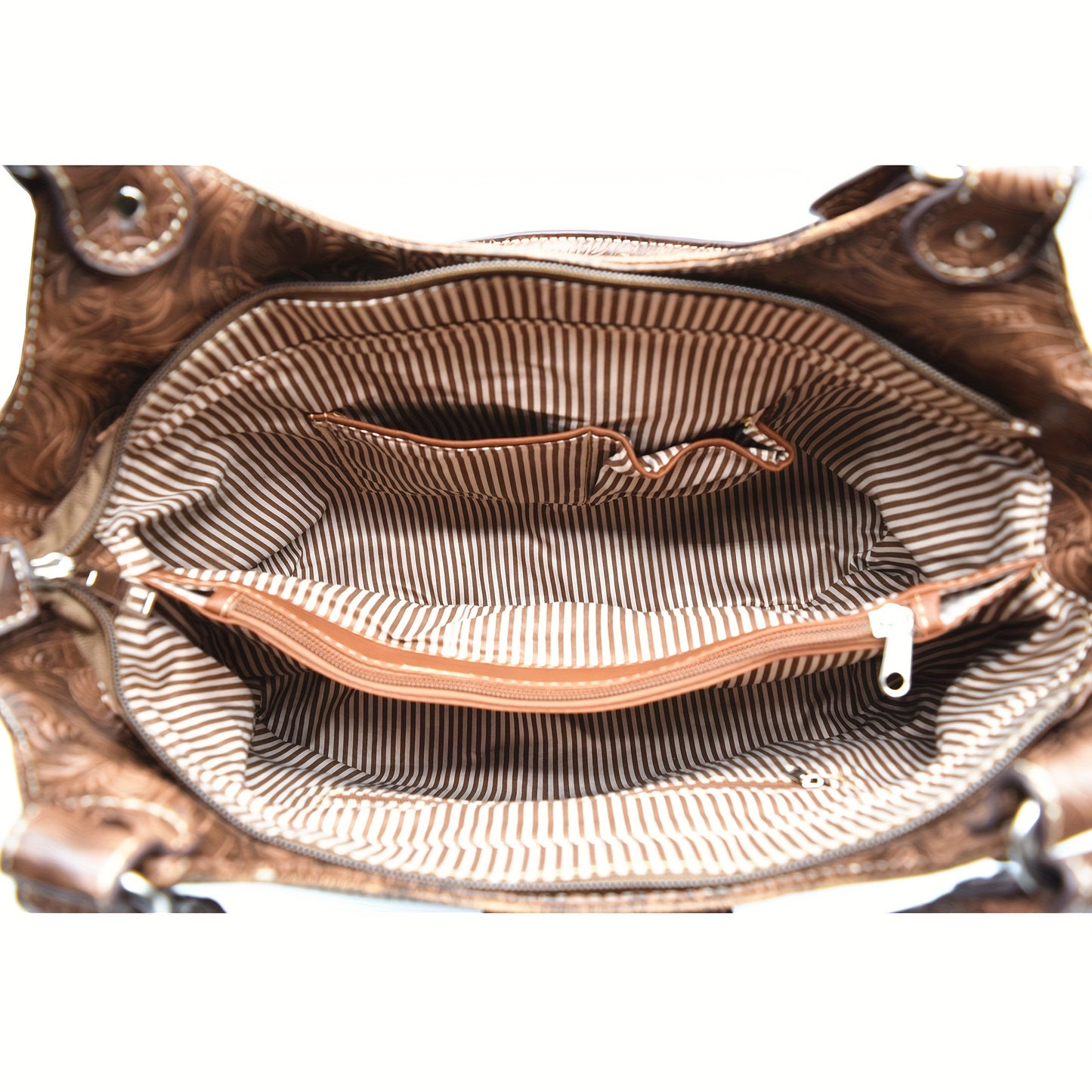 Western Style Brown Concho Studded Shoulder Bag And Wallet Set