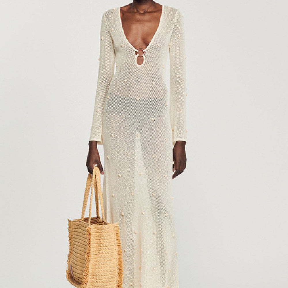 Knitted French Style Long Beach Dress