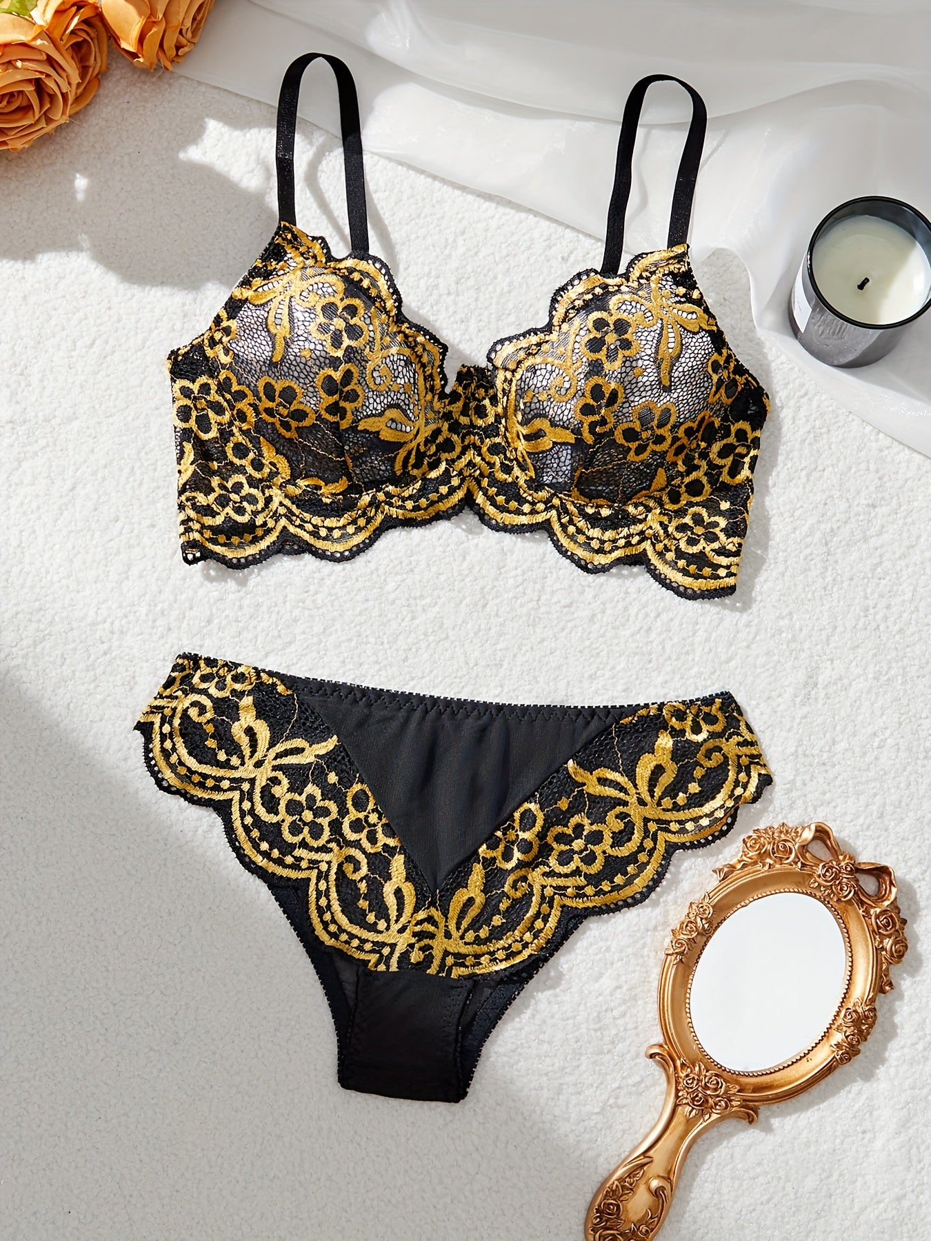 Bra and panties lace lingerie set