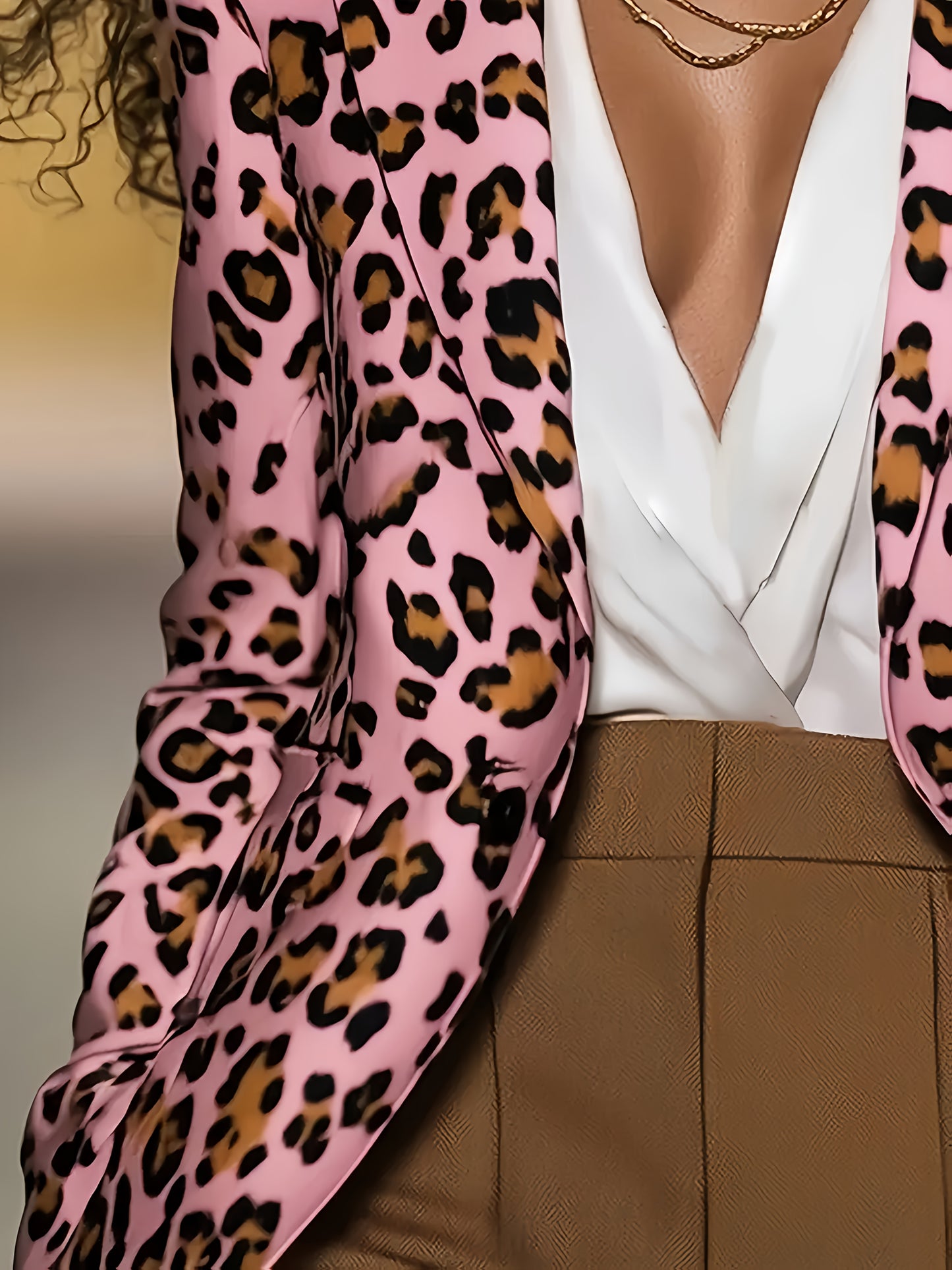 Pink Leopard Print Blazer