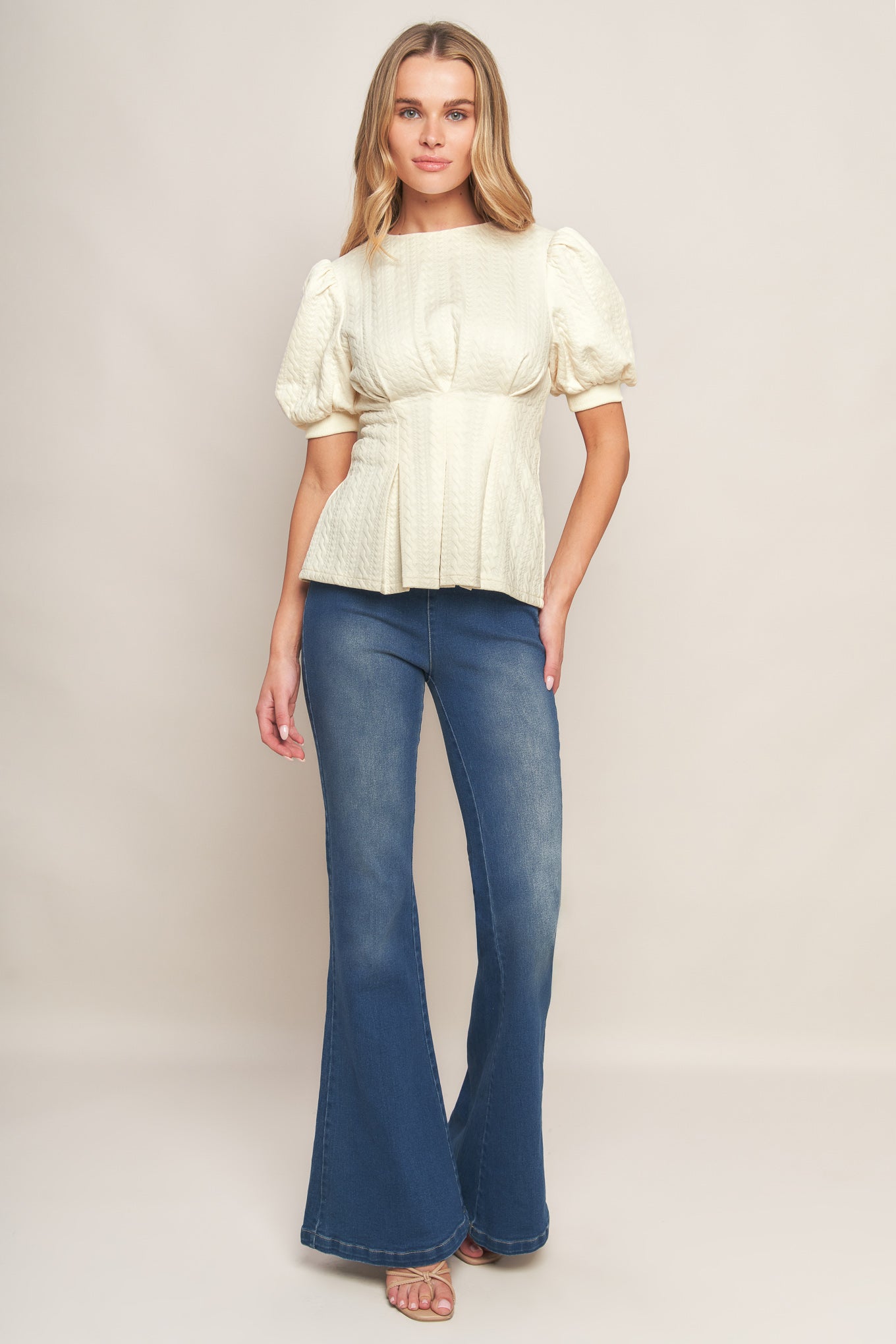 CREAM TWIST WOVEN TOP