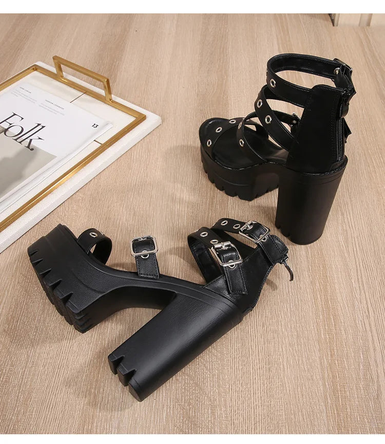 13cm High Heel Chunky Platform Sandasl