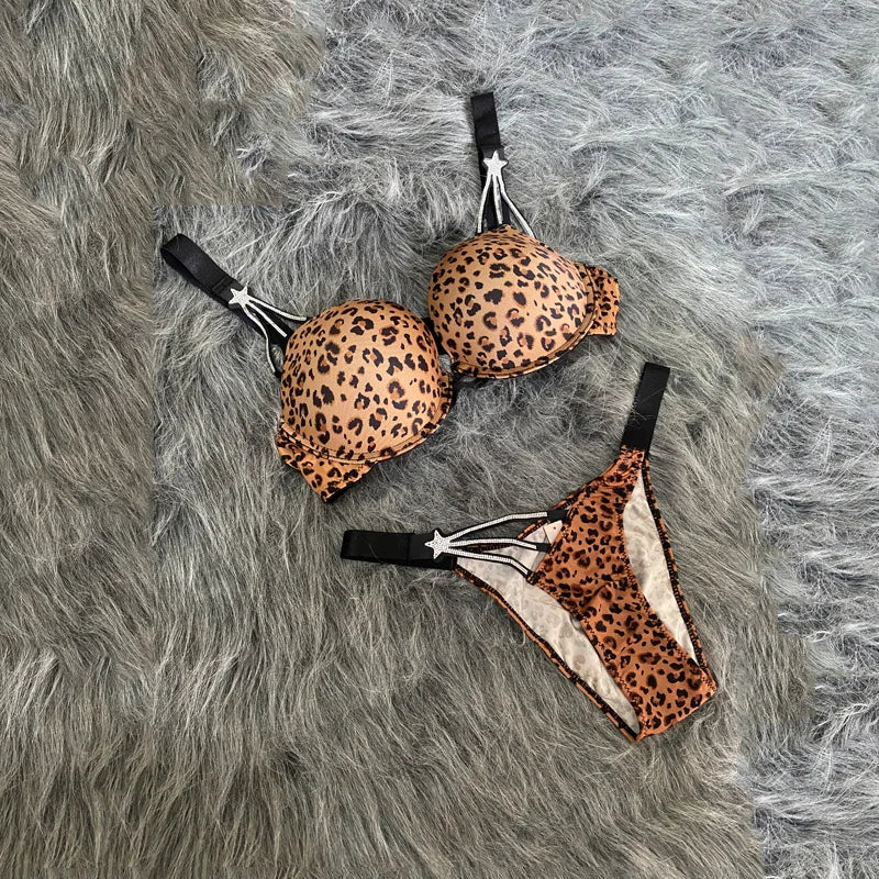 Star rhinestone bra and thong set