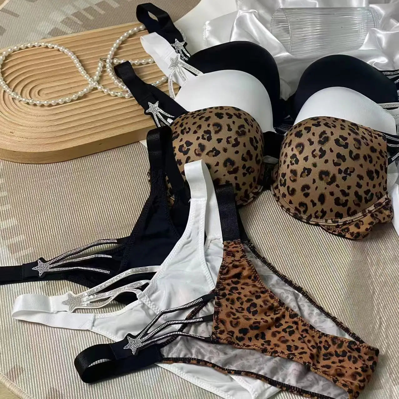 Star rhinestone bra and thong set