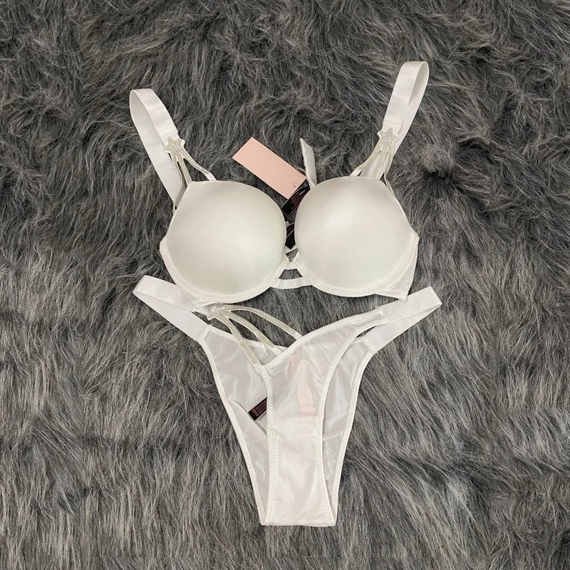 Star rhinestone bra and thong set
