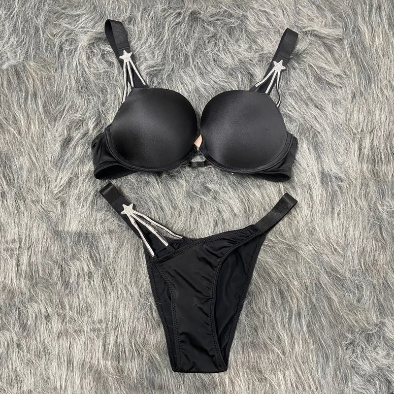 Star rhinestone bra and thong set
