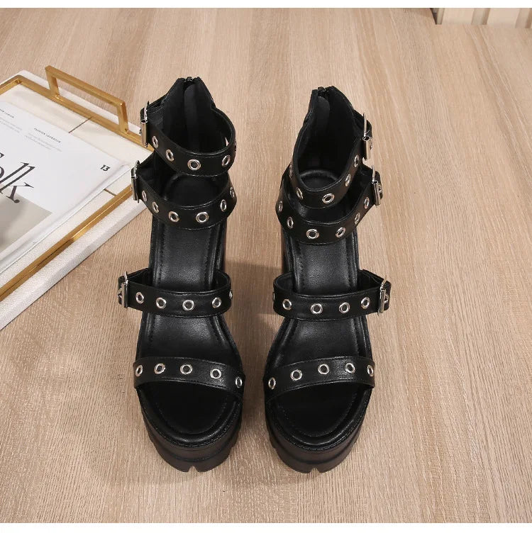13cm High Heel Chunky Platform Sandasl