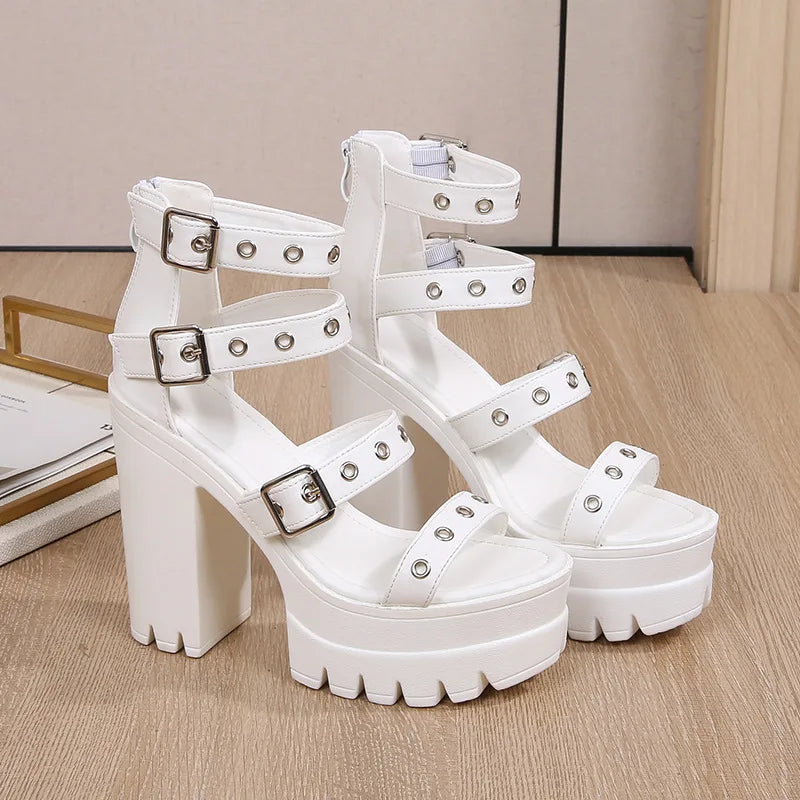 13cm High Heel Chunky Platform Sandasl