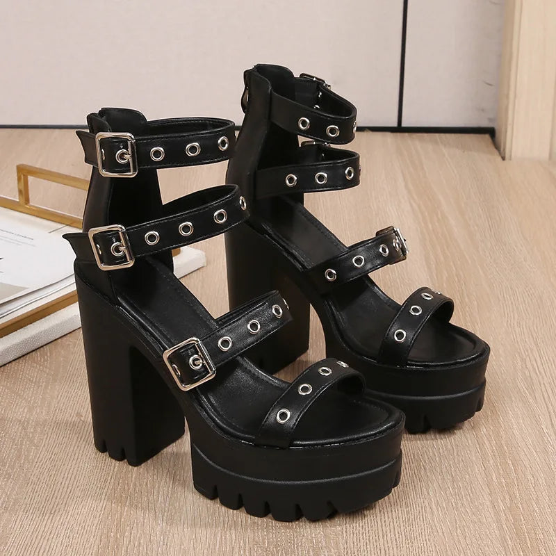 13cm High Heel Chunky Platform Sandasl