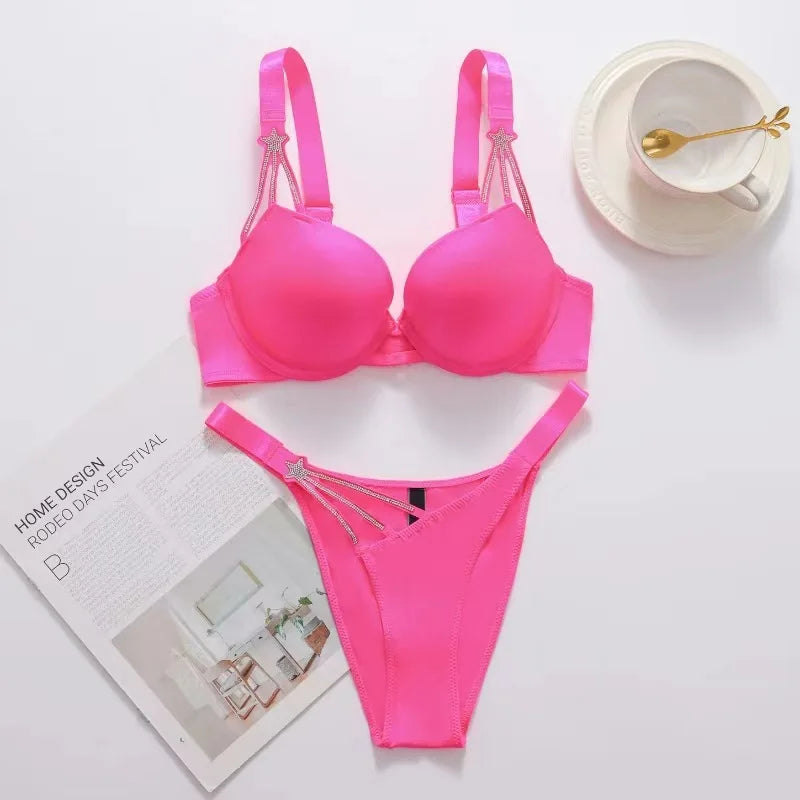 Rhinestone Bra And Thong Set
