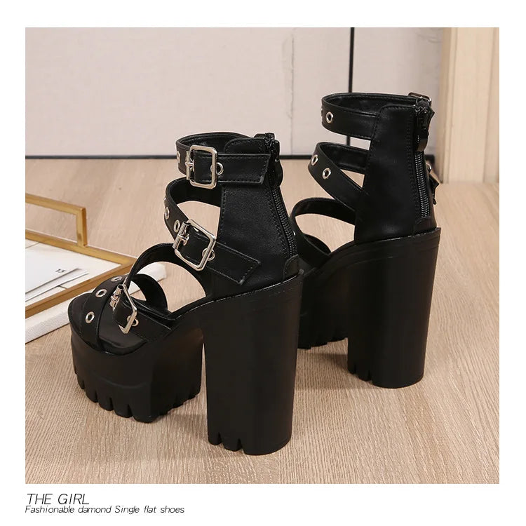 13cm High Heel Chunky Platform Sandasl