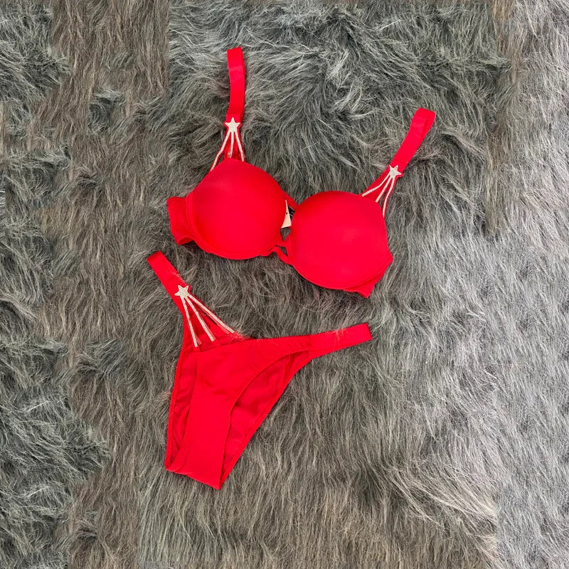 Star rhinestone bra and thong set