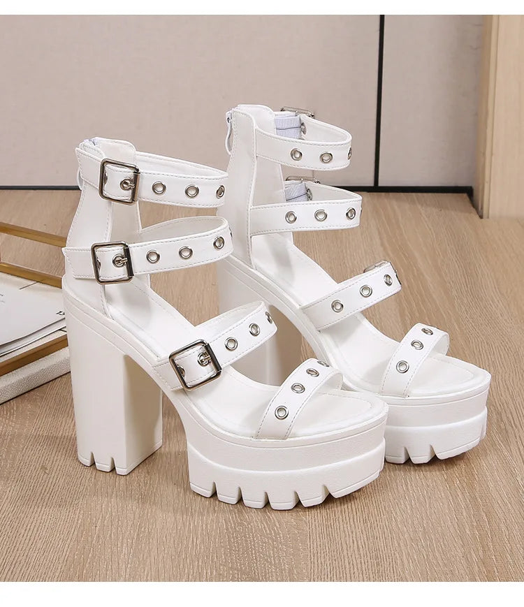 13cm High Heel Chunky Platform Sandasl