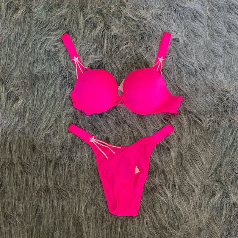 Star rhinestone bra and thong set