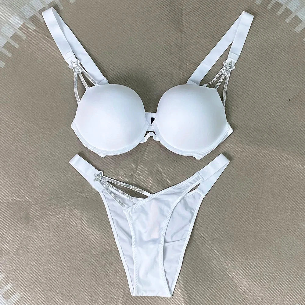 Rhinestone Bra And Thong Set