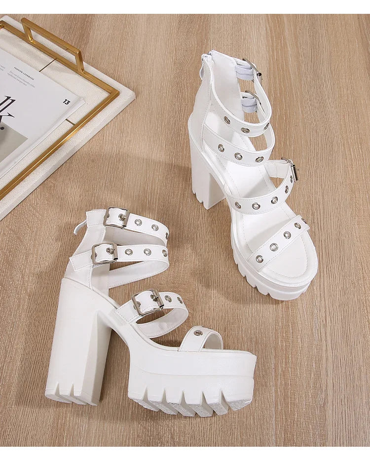 13cm High Heel Chunky Platform Sandasl