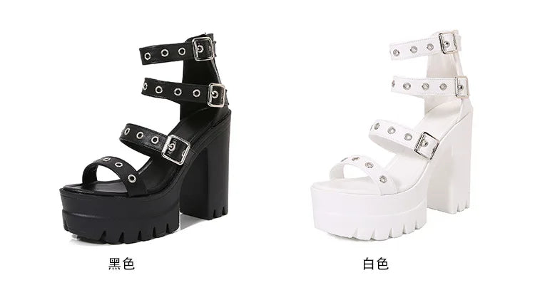 13cm High Heel Chunky Platform Sandasl
