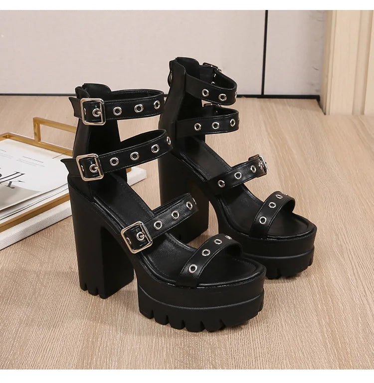 13cm High Heel Chunky Platform Sandasl