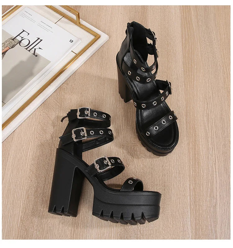 13cm High Heel Chunky Platform Sandasl