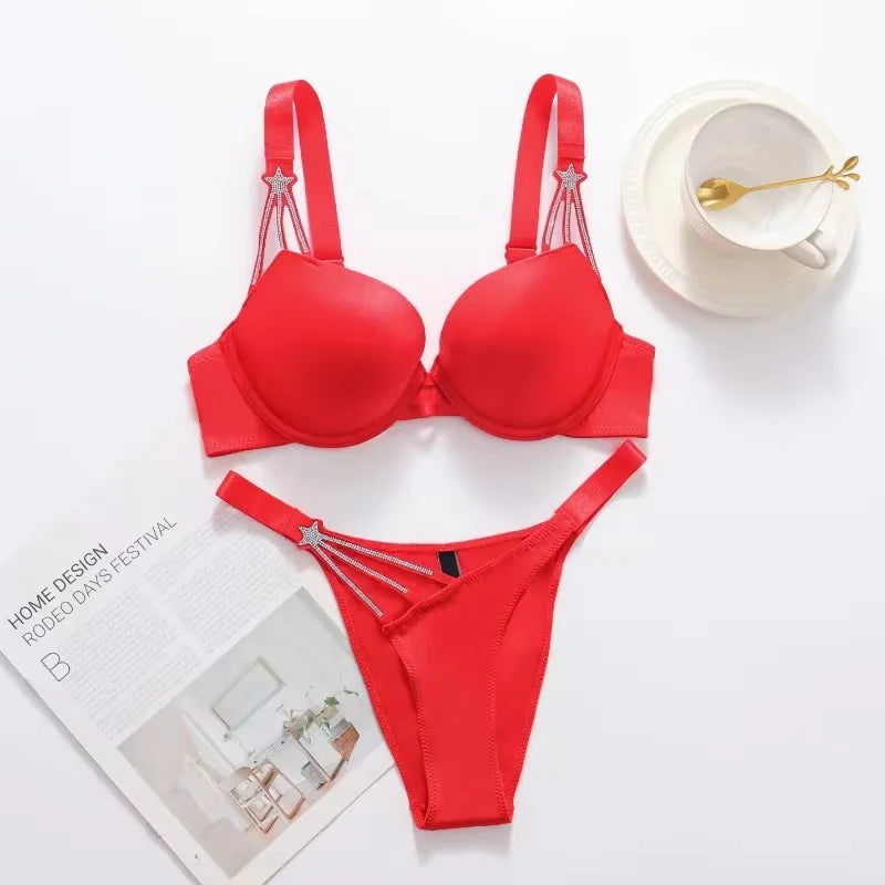 Rhinestone Bra And Thong Set