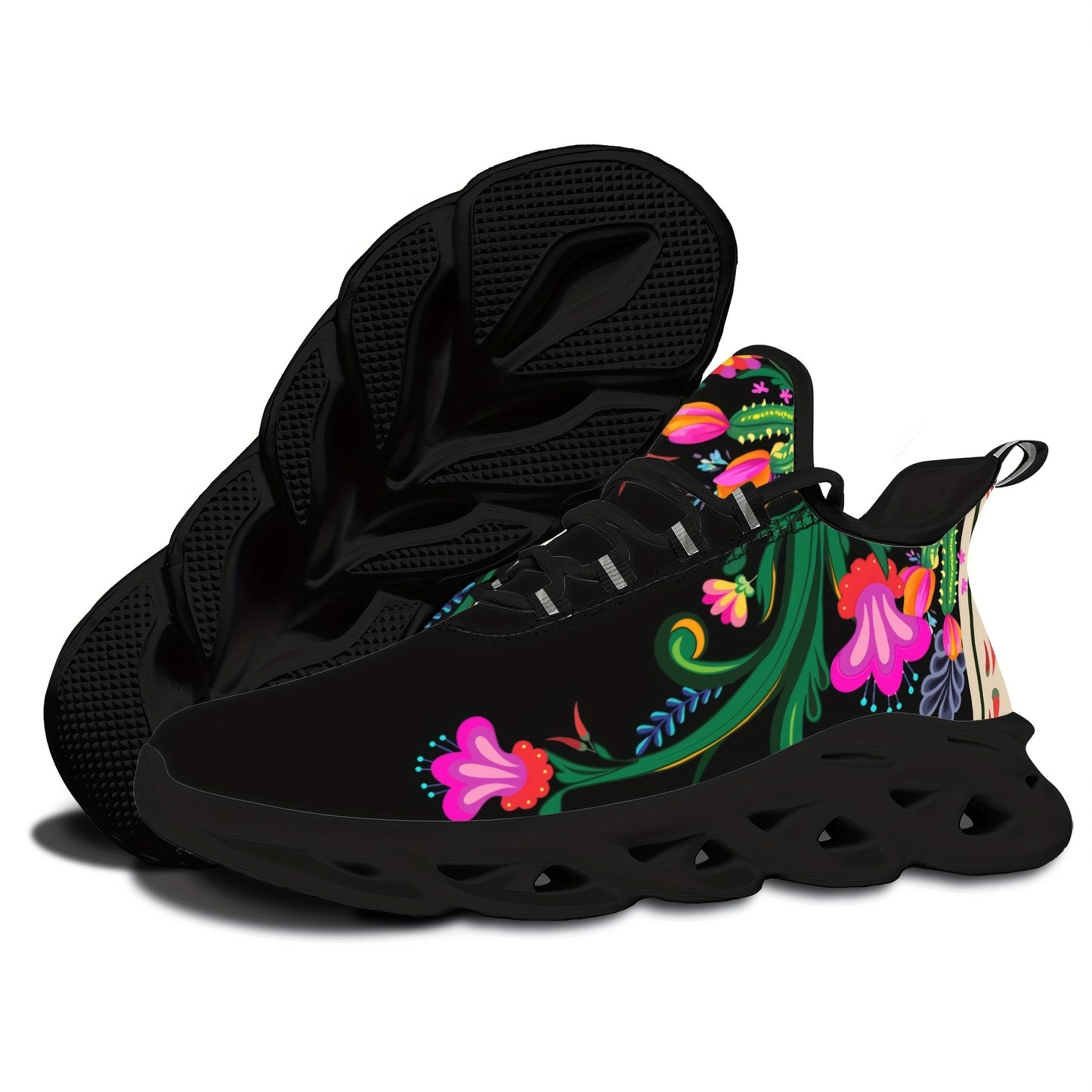 Floral, Soft Thick Shock Absorbing Sole, Lightweight, Non Slip Sneakers