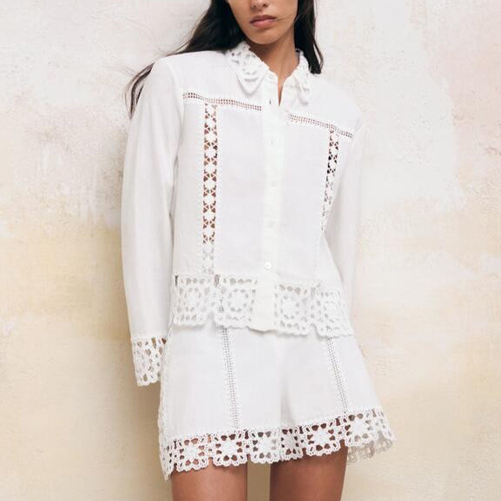Crochet Shirt & Shorts Set
