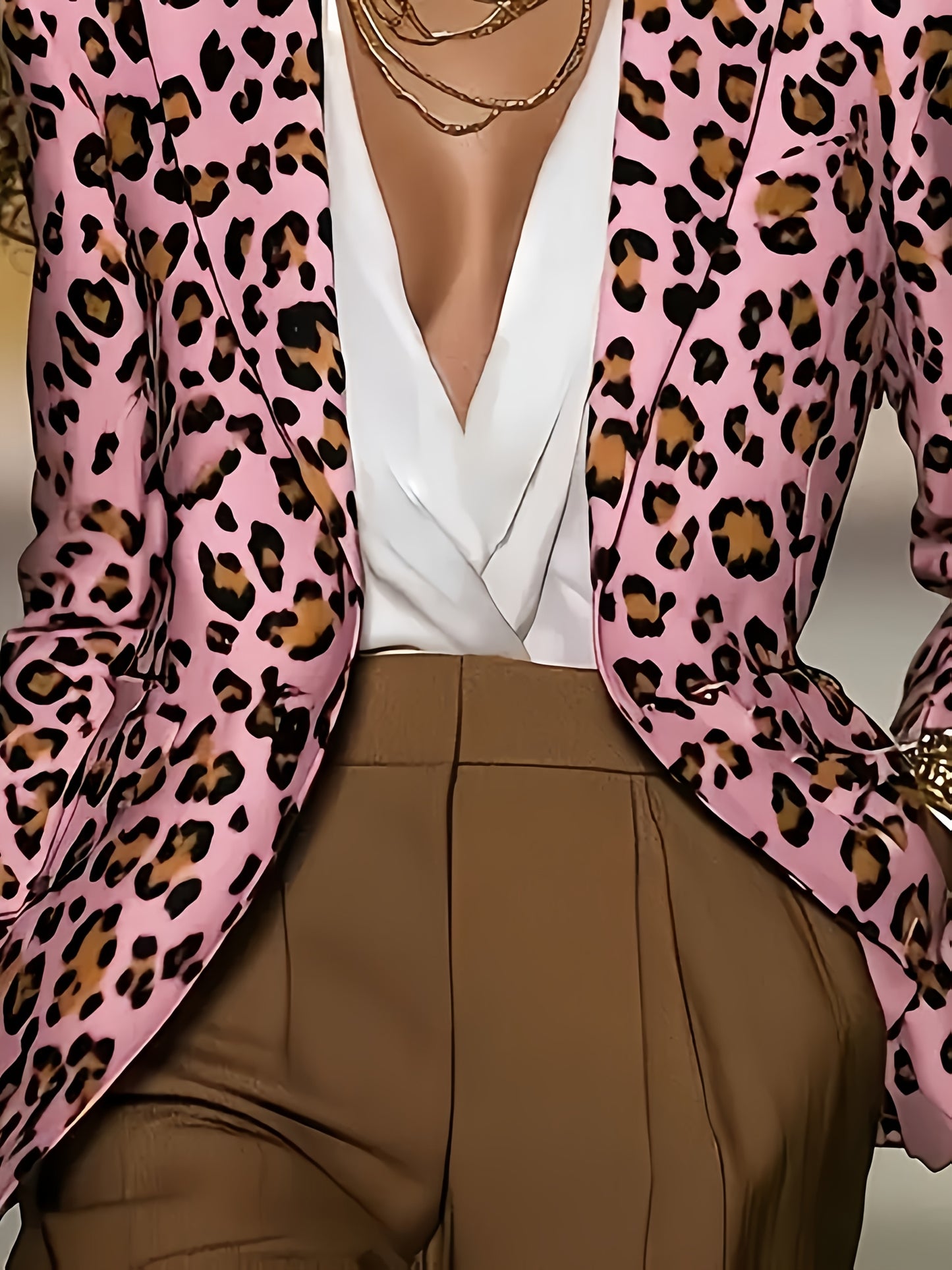 Pink Leopard Print Blazer