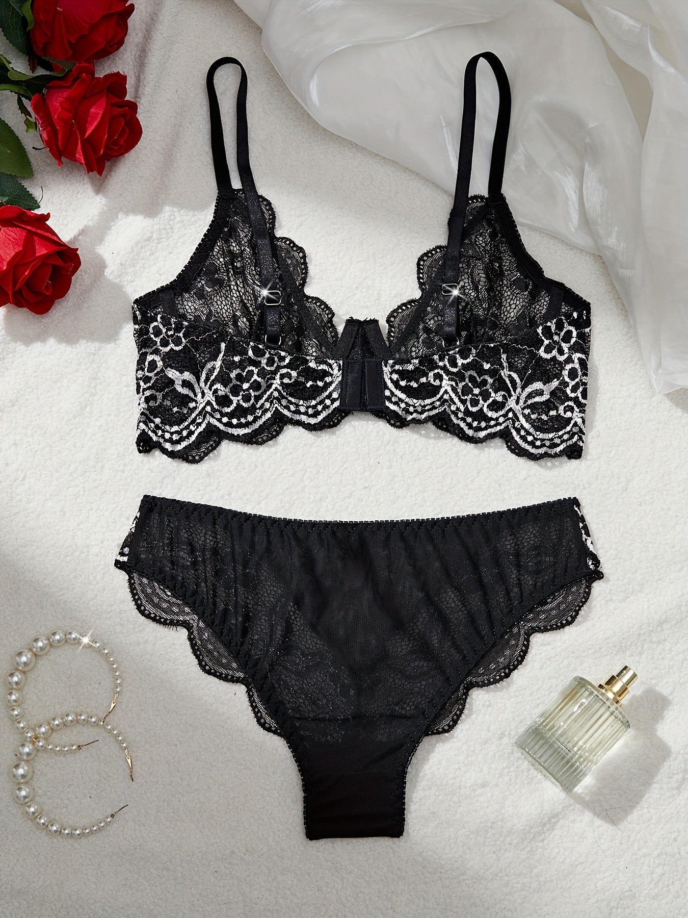 Bra and panties lace lingerie set