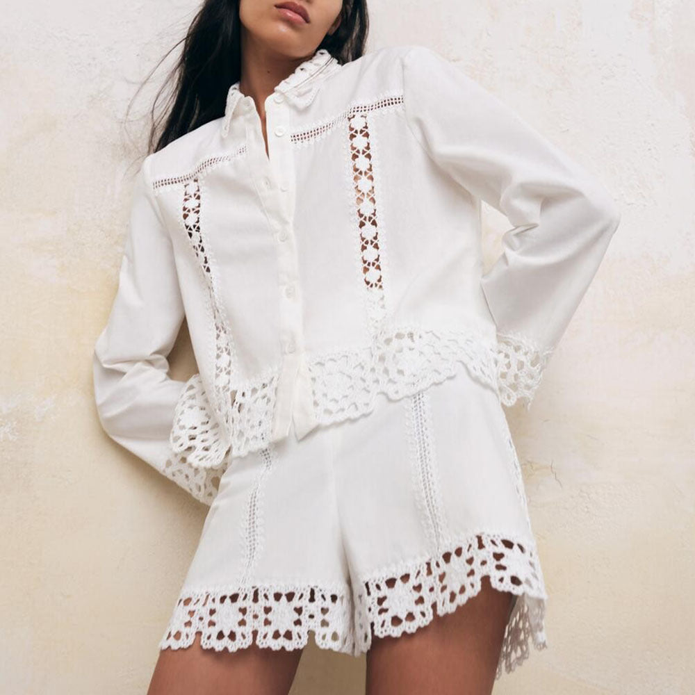 Crochet Shirt & Shorts Set