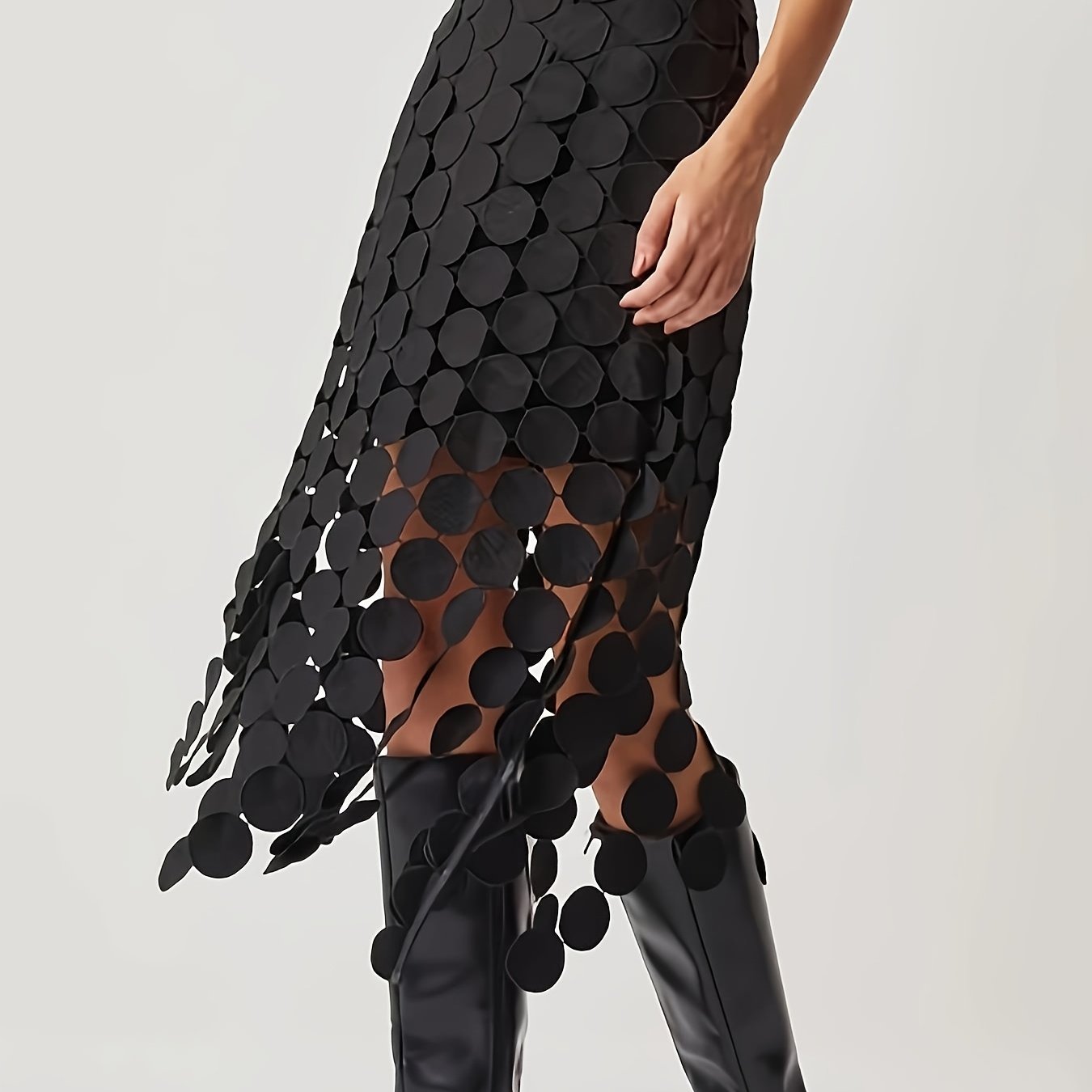 Black Semi-Sheer Cut-Out Skirt
