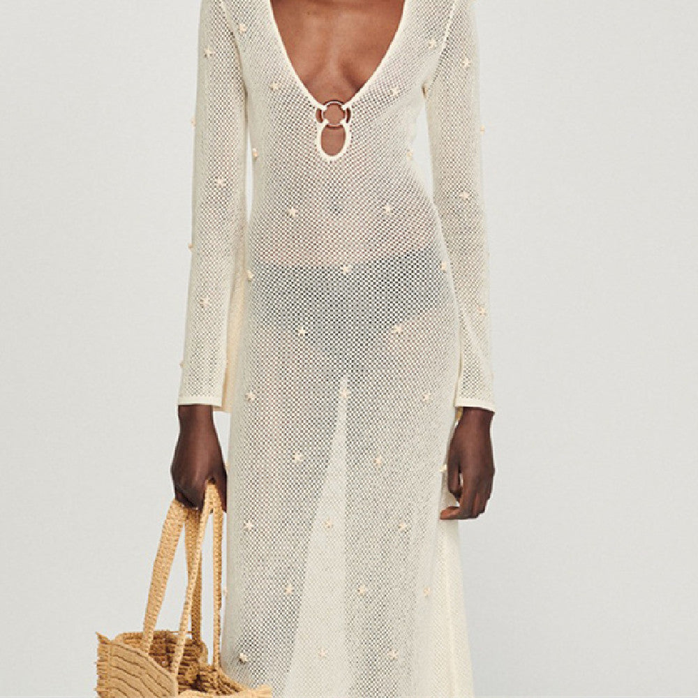 Knitted French Style Long Beach Dress