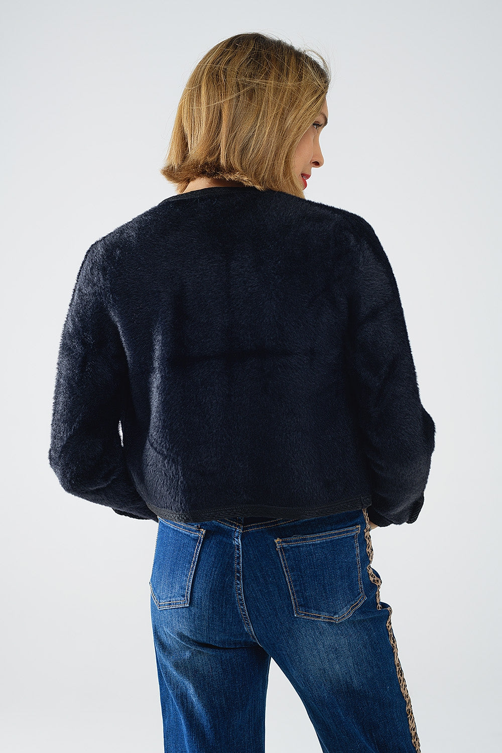 XSoft fluffy high-quality cardigan in black