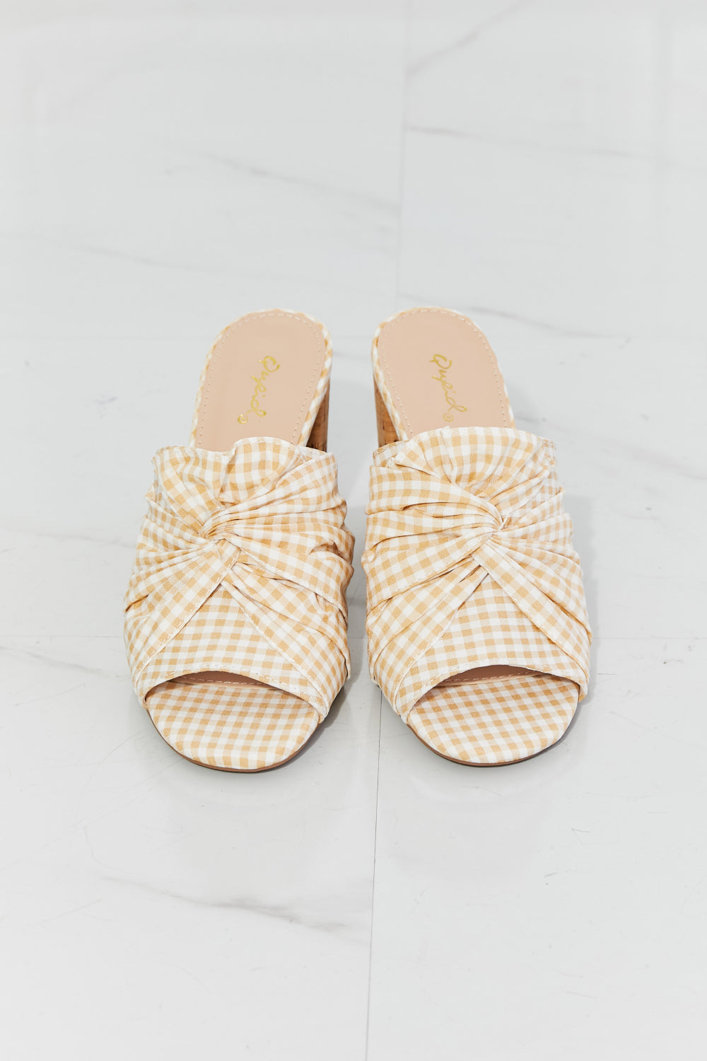 Qupid Freshly Picked Twist Peep Toe Block Heel Mule Posh Styles Apparel