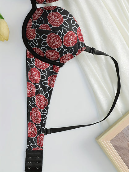 3pcs Floral Underwire Push-Up Bras
