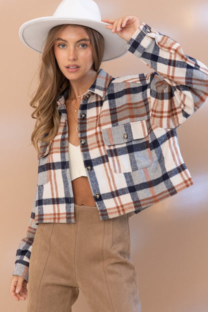 Plaid Crop Shirt Jacket