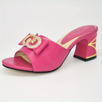 Italian Metal Slingbacks Block Heel Slides