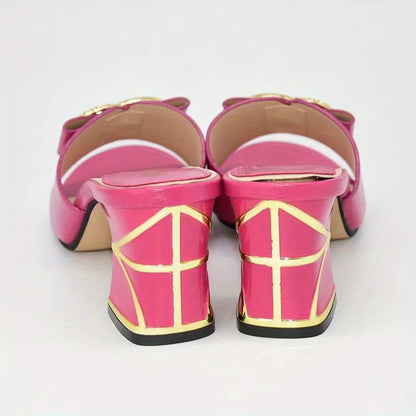 Italian Metal Slingbacks Block Heel Slides