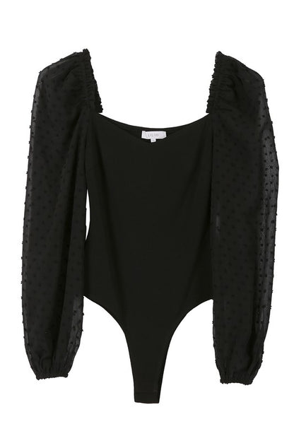 Shirring long sleeve bodysuit