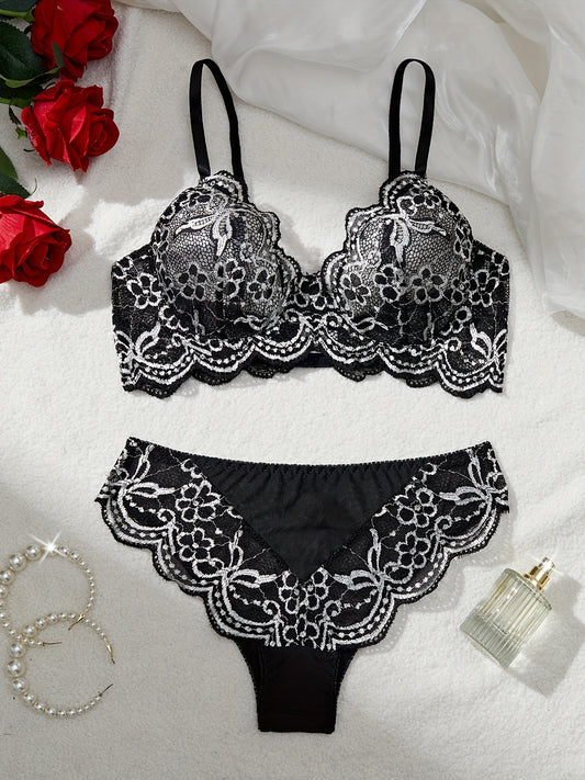 Bra and panties lace lingerie set